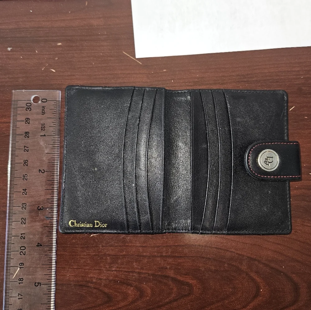 Christian Dior Black and Red Quilted Wallet